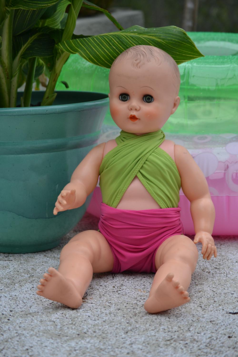 Baby Bathing Suit Pink and Pear Wrap Around Swimsuit