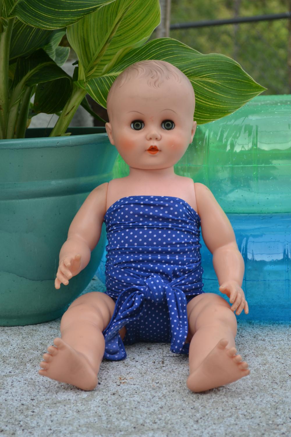 Baby Royal Blue with White Polka Dots Swimsuit